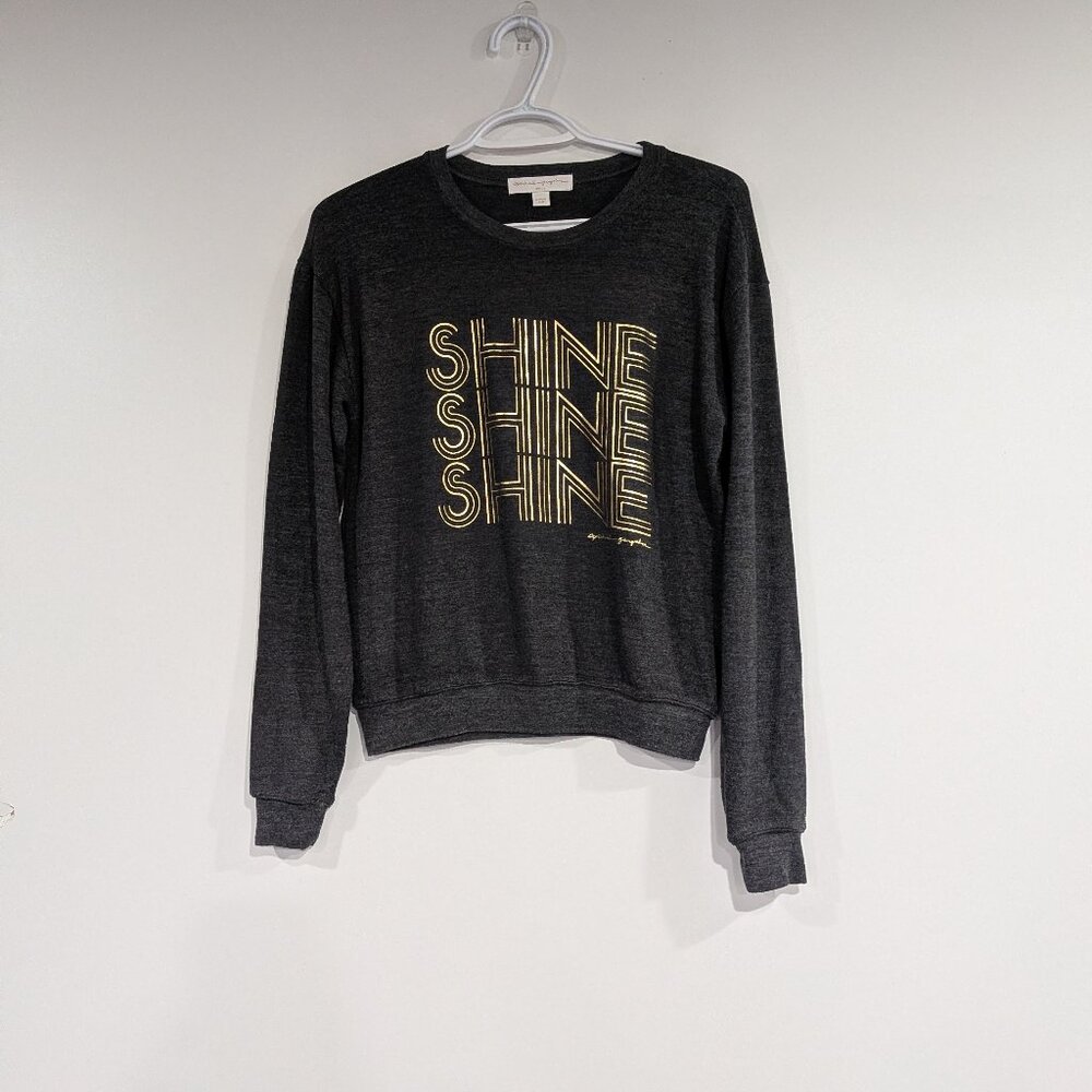 Spiritual Gangster "Shine" Graphic Long Sleeve Tee Charcoal Grey Size Medium